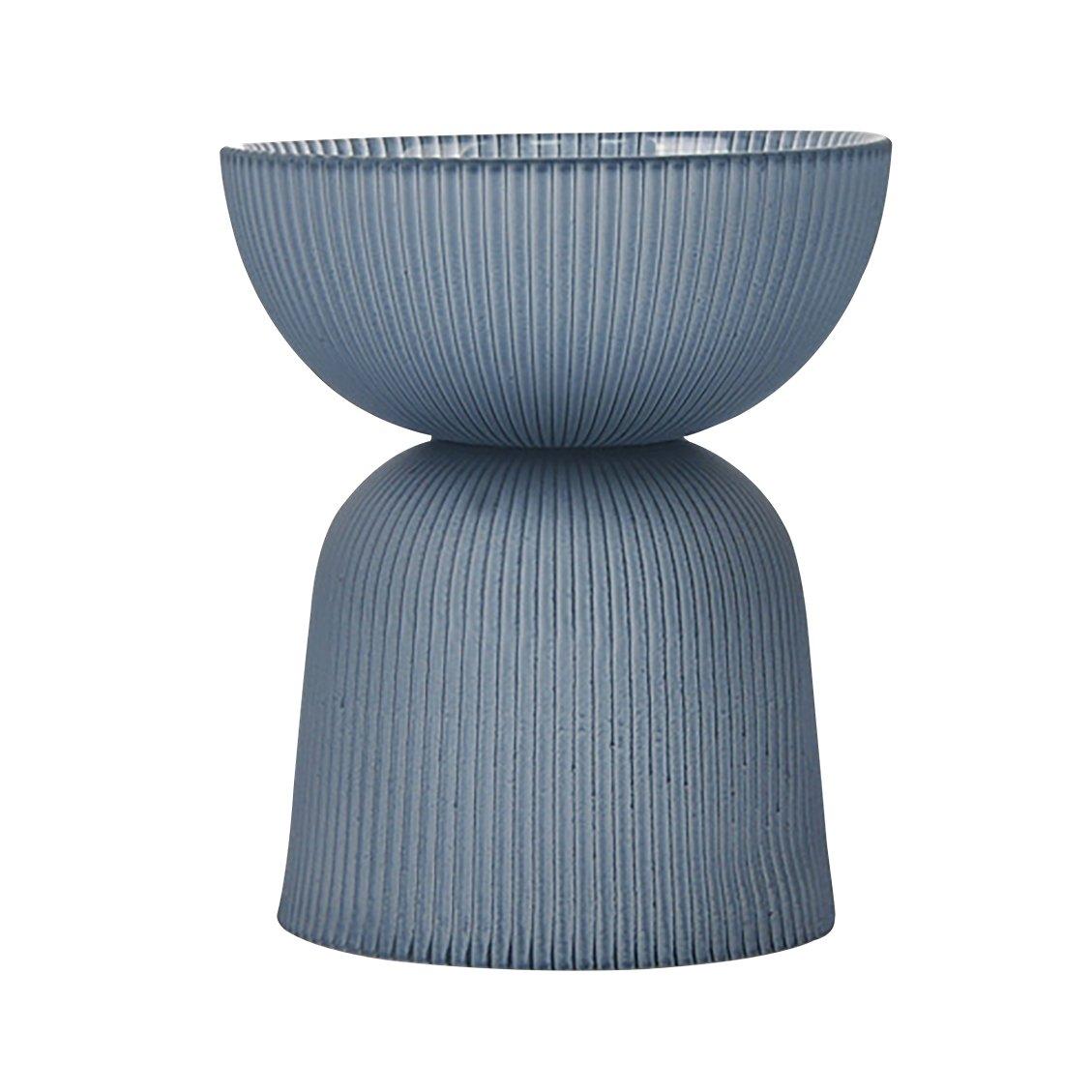 

Cone ribbed candle holder blue 8. 5x8. 5x13. 1 cm