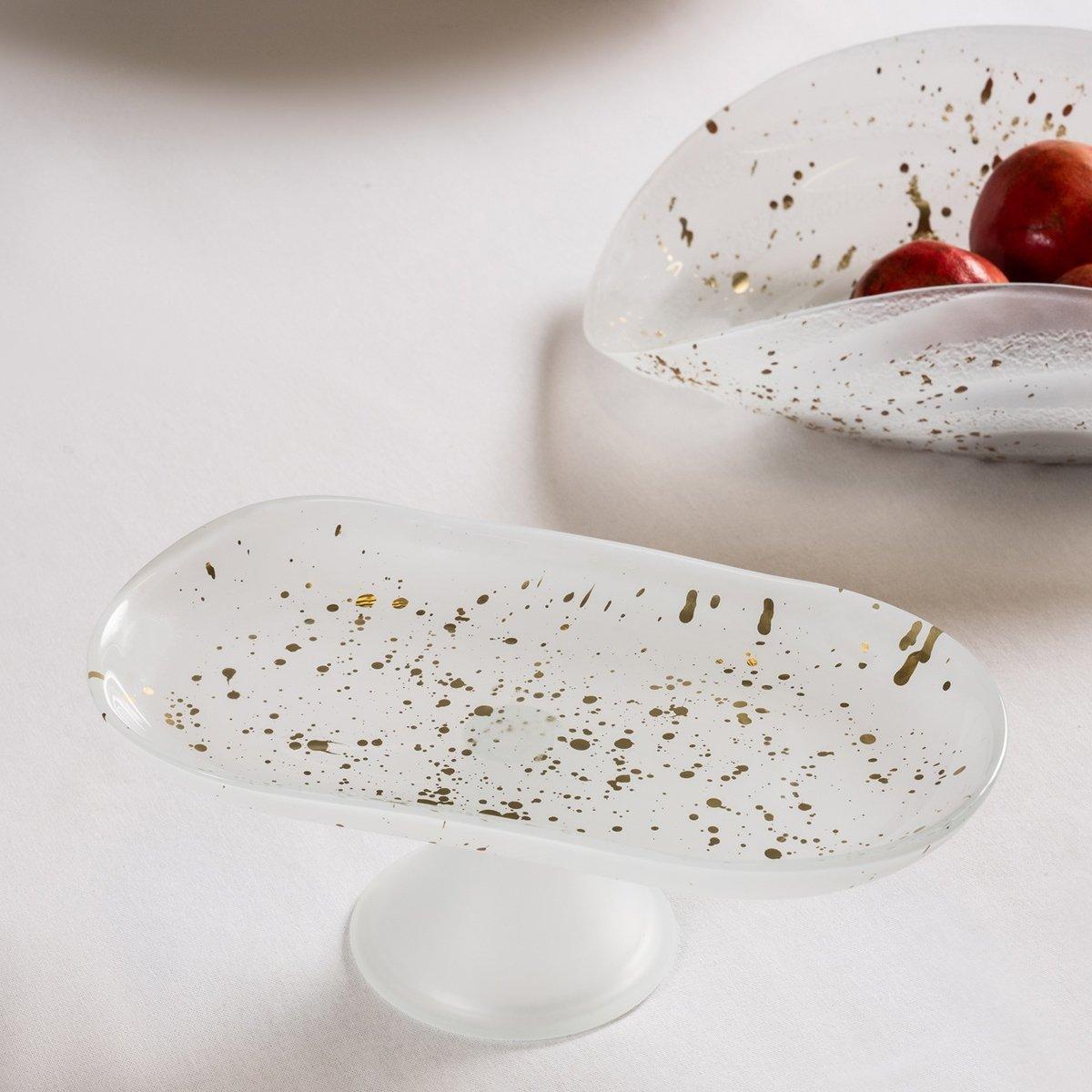 

Atlas footed plate white/splash gold 27. 5x14. 5x10 cm