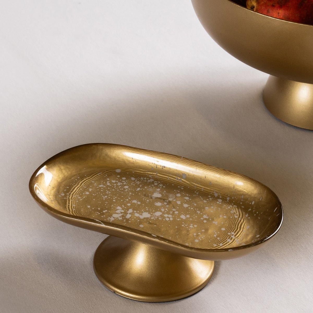 

Atlas footed plate gold/splash white 21x11. 5x7 cm