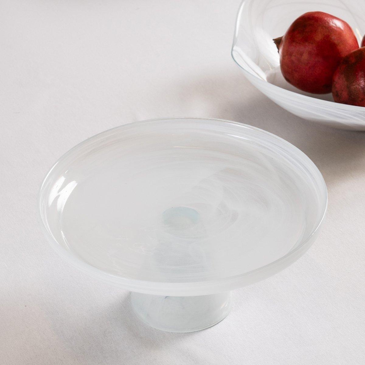

Alabaster footed plate white 21x9. 5 cm