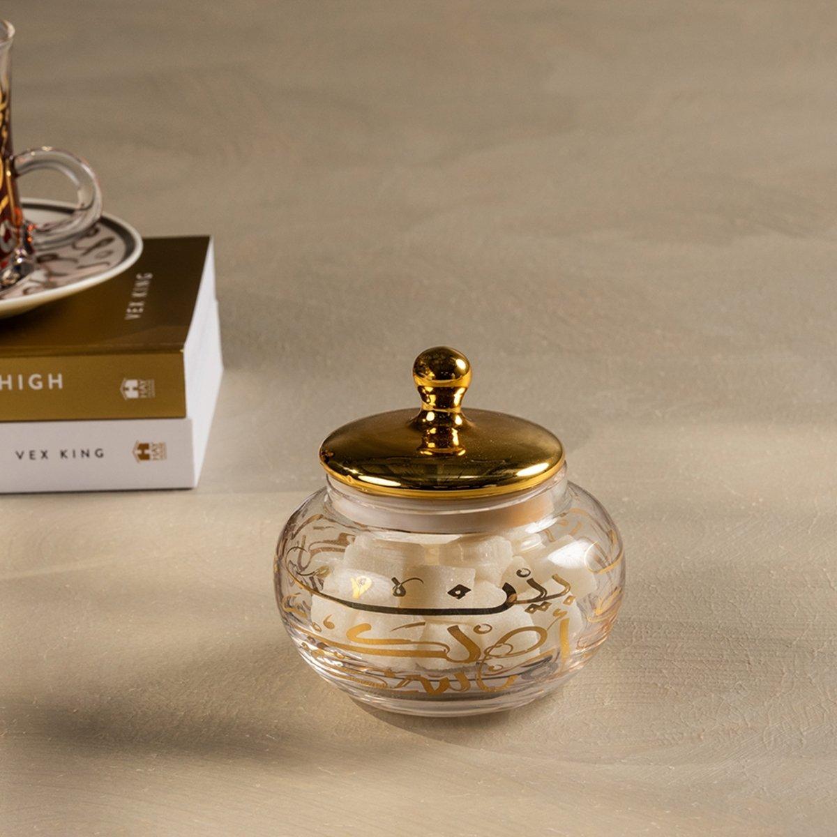 

Nasik glass sugar pot gold 10. 2x9. 2 cm