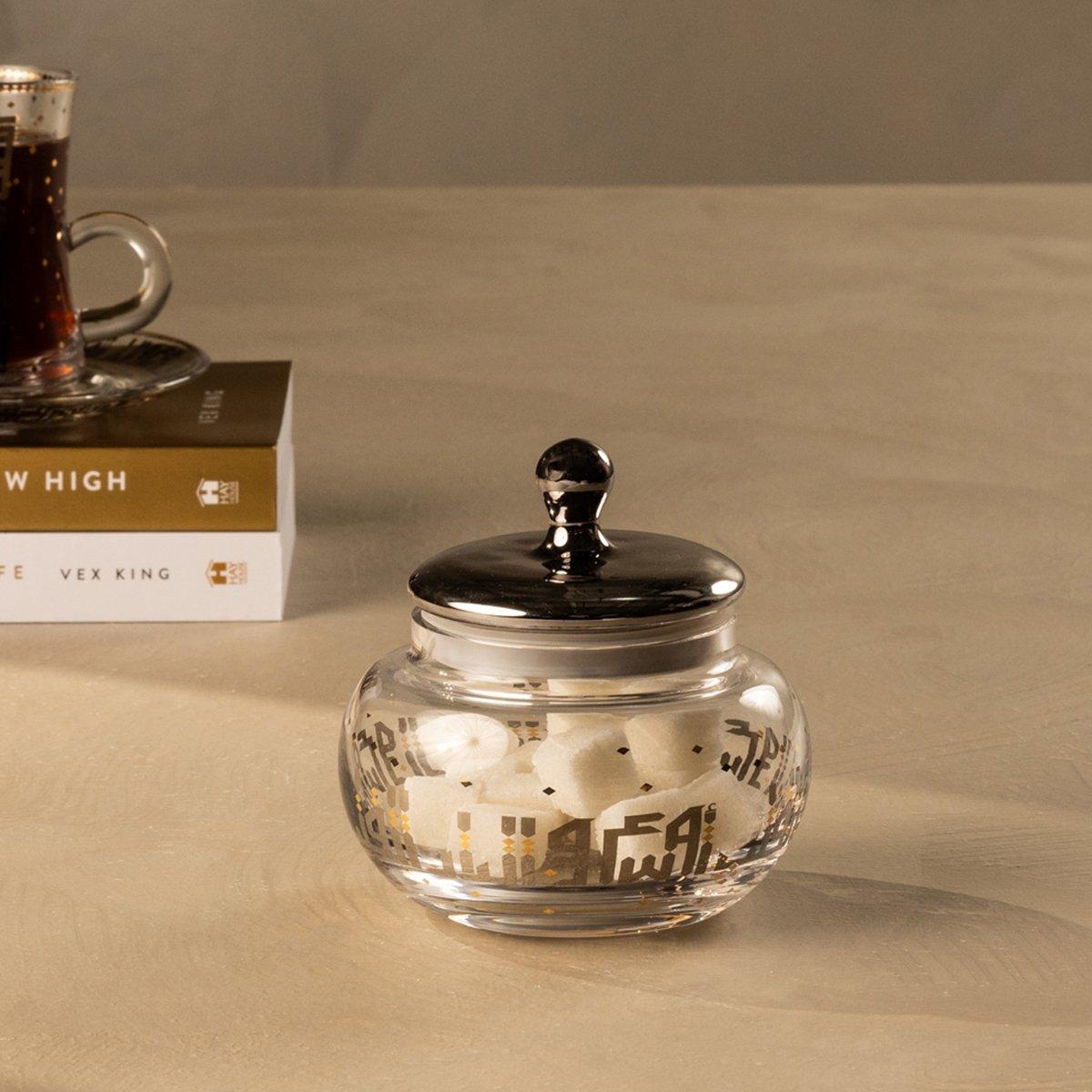 

Almas glass sugar pot silver 10. 2x9. 2 cm