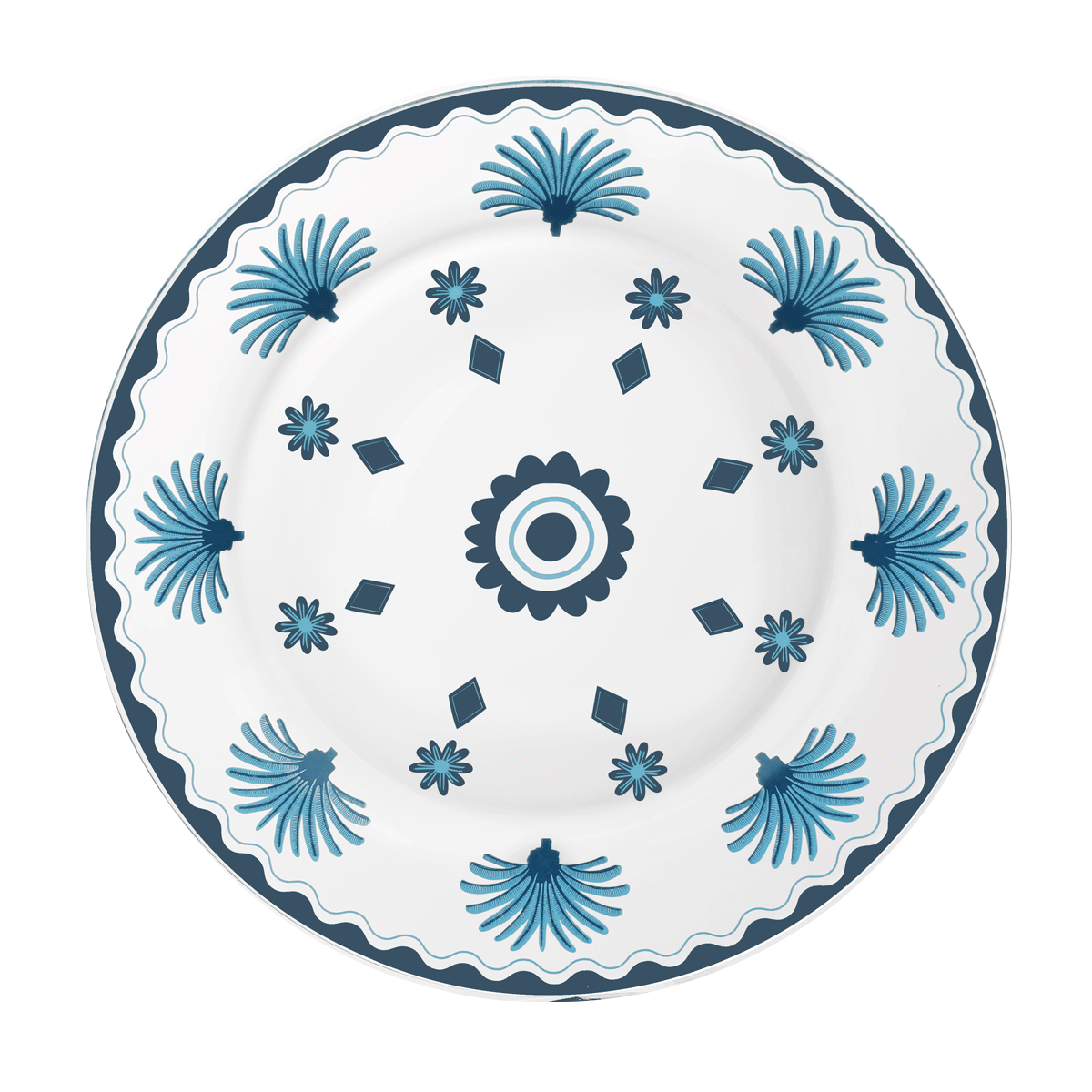 

Palm glass sweet plate set 6pcs blue 17 cm
