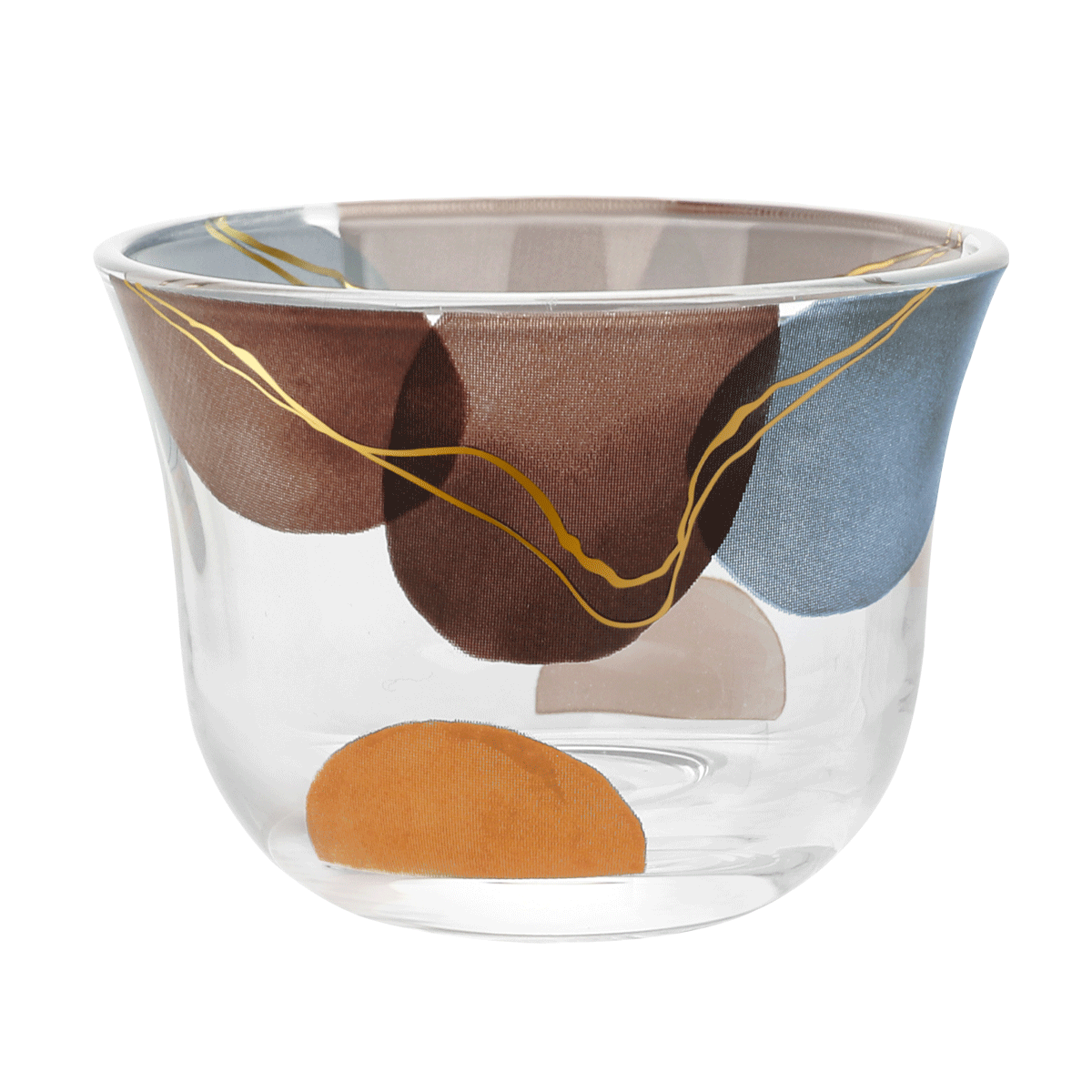 

New abstract glass gahwa cup set 6pcs multicolor