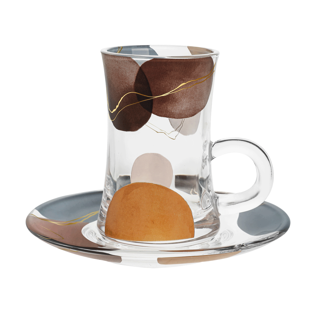 

New abstract glass istikanah set 6pcs multicolor