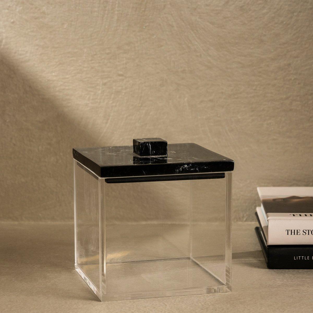 

Marble canister black 9x9x10 cm