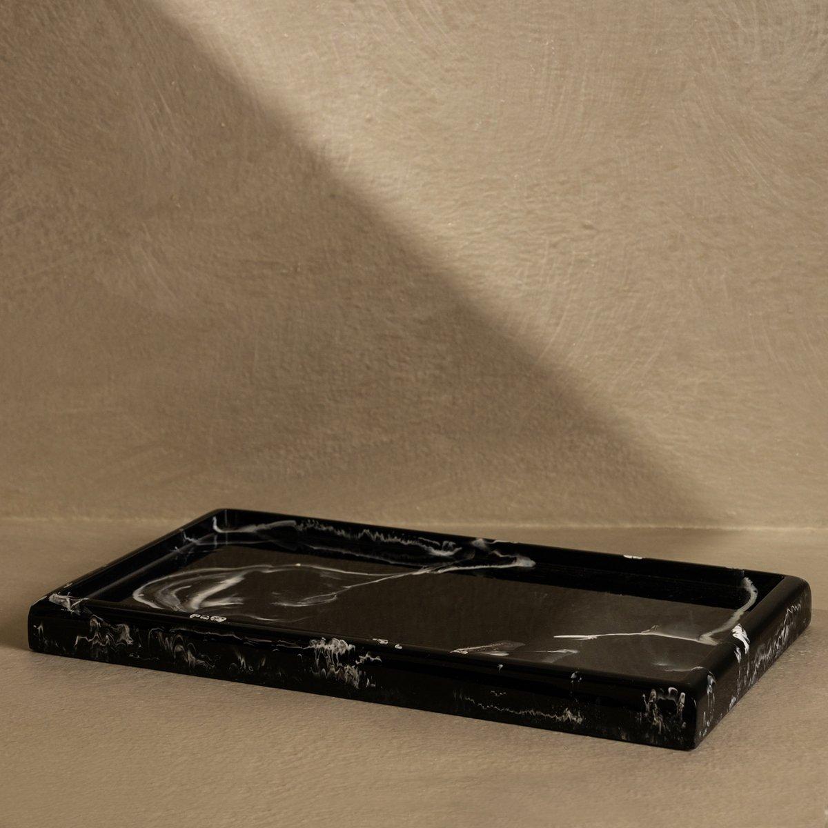 

Marble deco tray black 25x14x2 cm