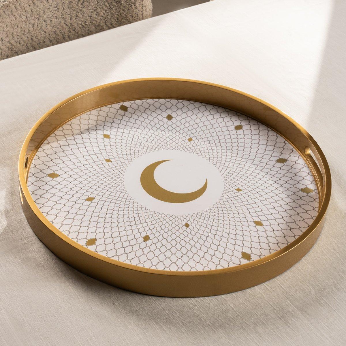 

Barakah wood round tray gold 45x4 cm