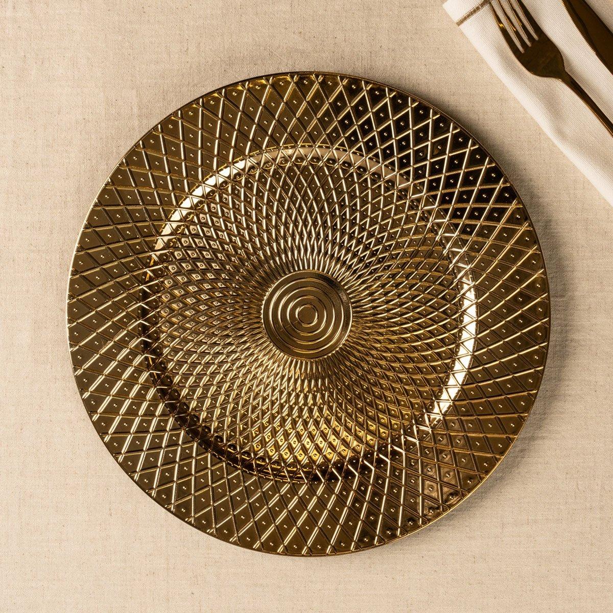 

Weave wood charger plate gold 33x1. 5 cm