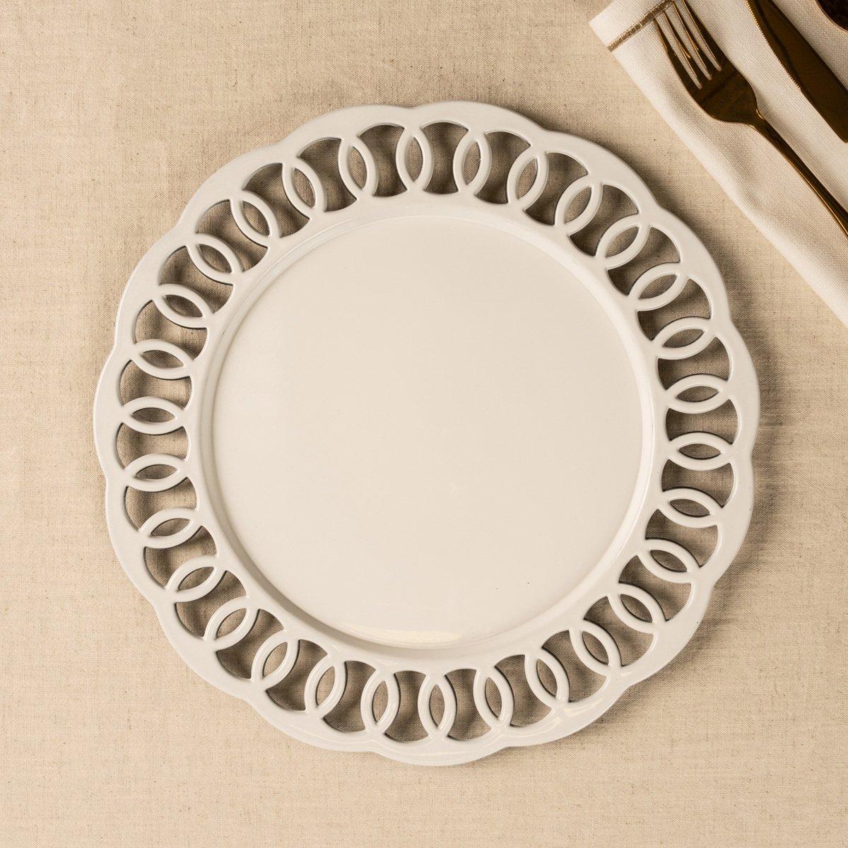 

Bubble wood charger plate white 33x1. 5 cm