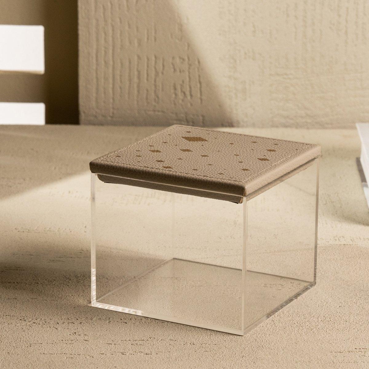 

Leather box grey 12x12x10 cm