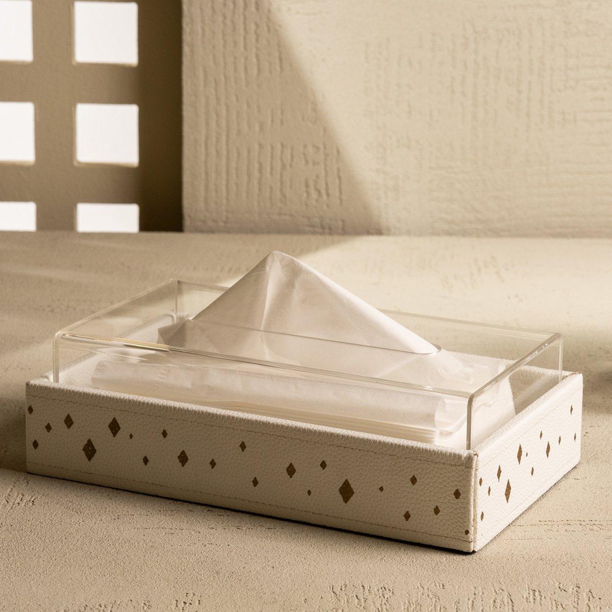 

Leather tissue box white 25x14x7 cm