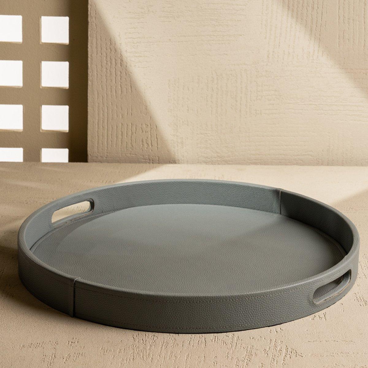 

Preya leather round tray green 45x4 cm