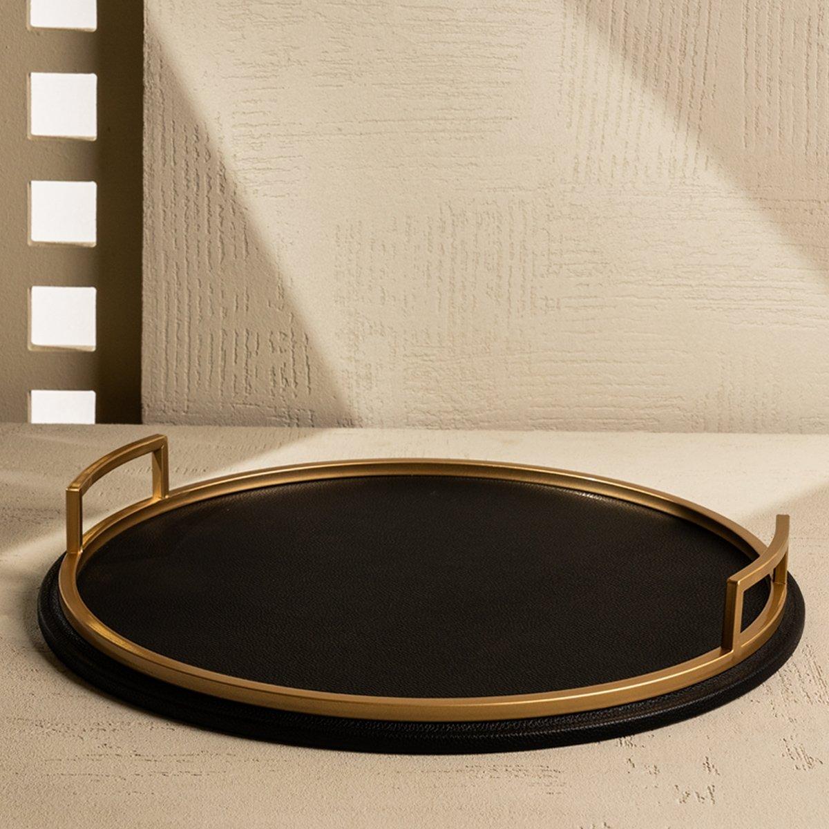 

Dana leather round tray black 45x6 cm