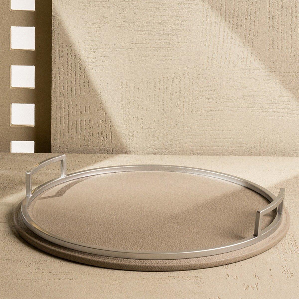 

Dana leather round tray grey 45x6 cm