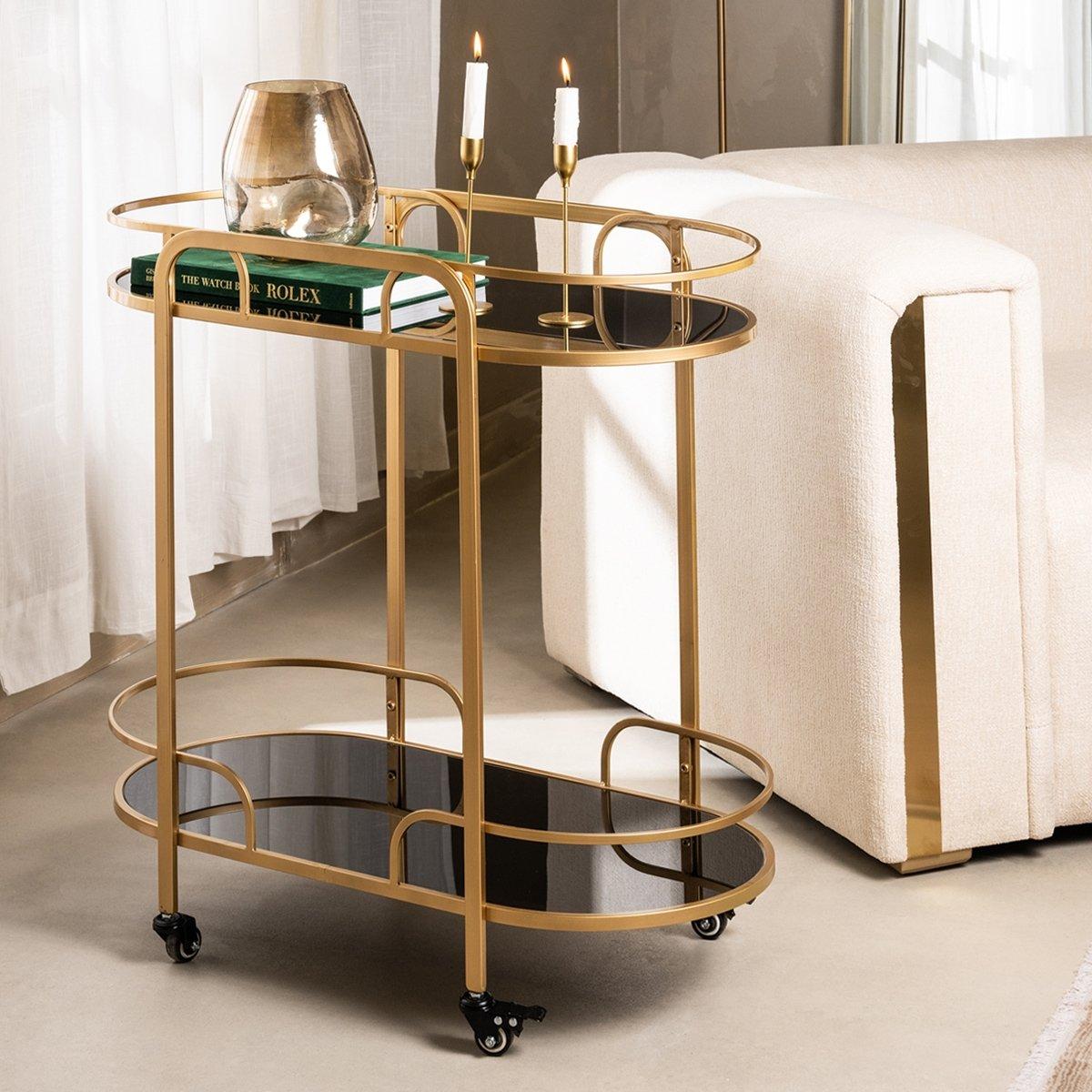 

Abby 2-tier bar cart gold 80x42x80 cm