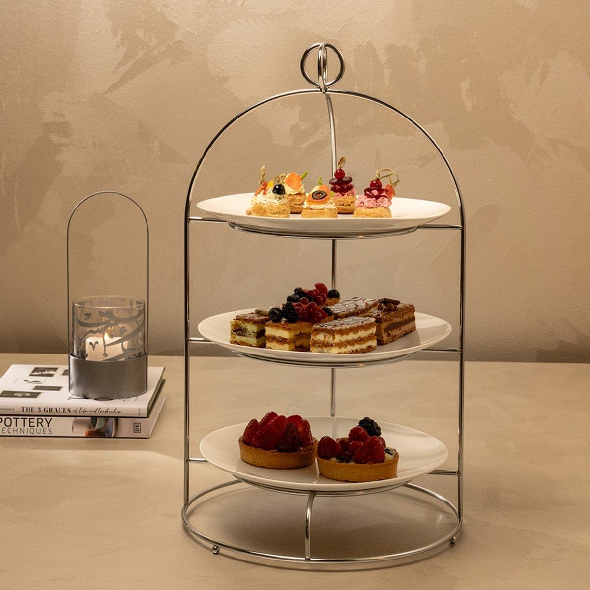 

Revolve 3-tier platter silver d:20. 5 h:50 cm