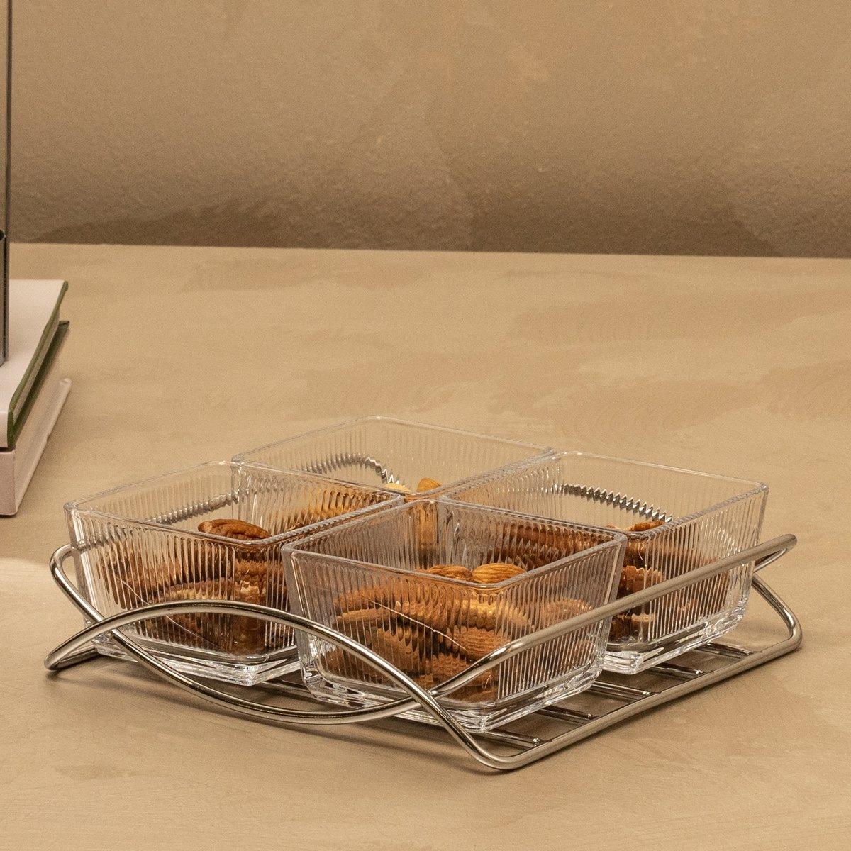 

Ribbed section server silver 20. 5x20x5 cm