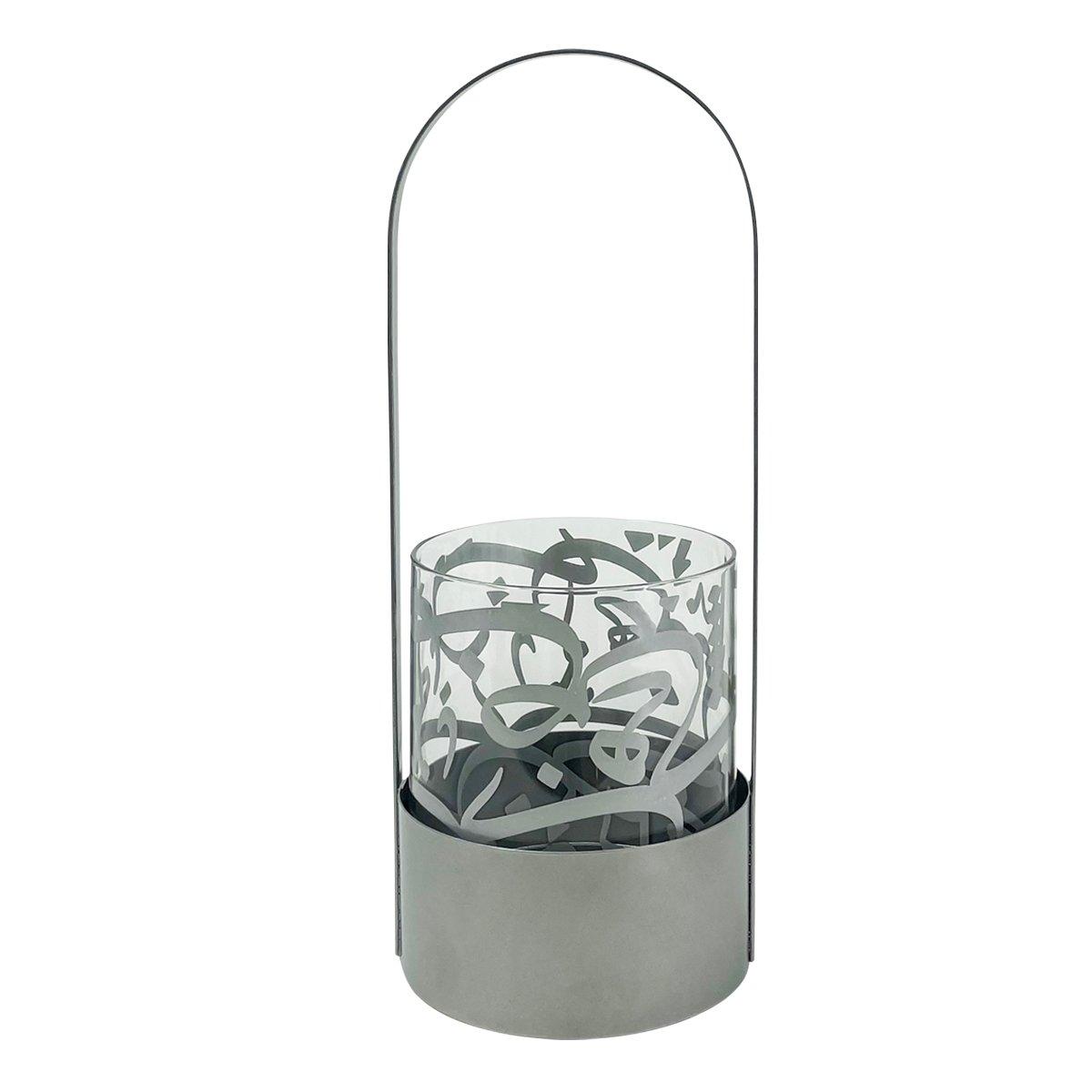 

Script metal lantern silver 10. 5x27 cm
