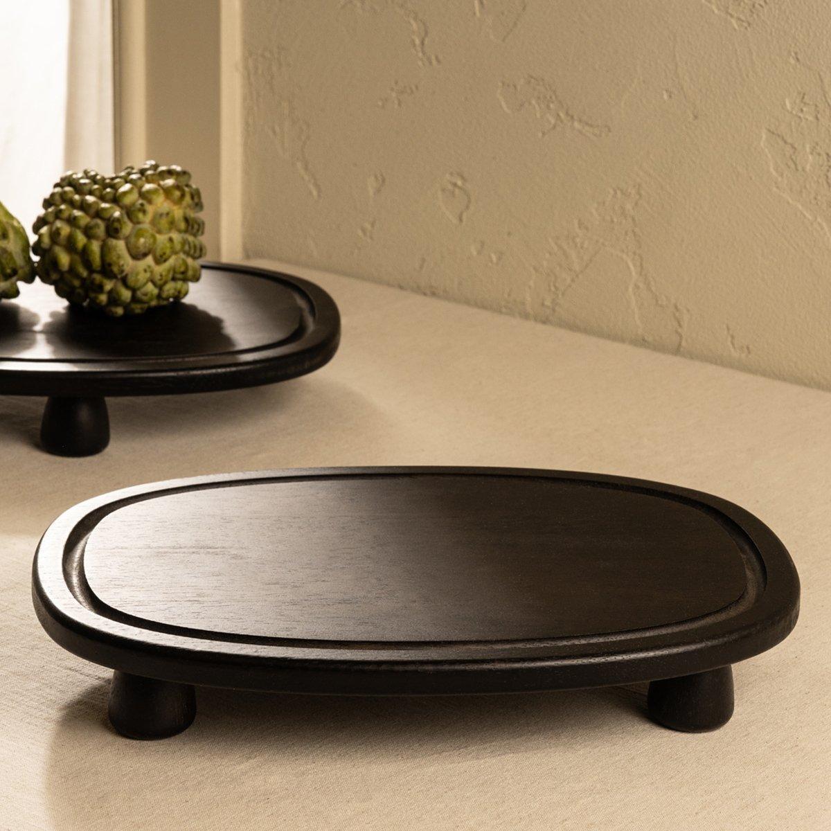 

Ruby wood footed server black 35x25x5. 5 cm