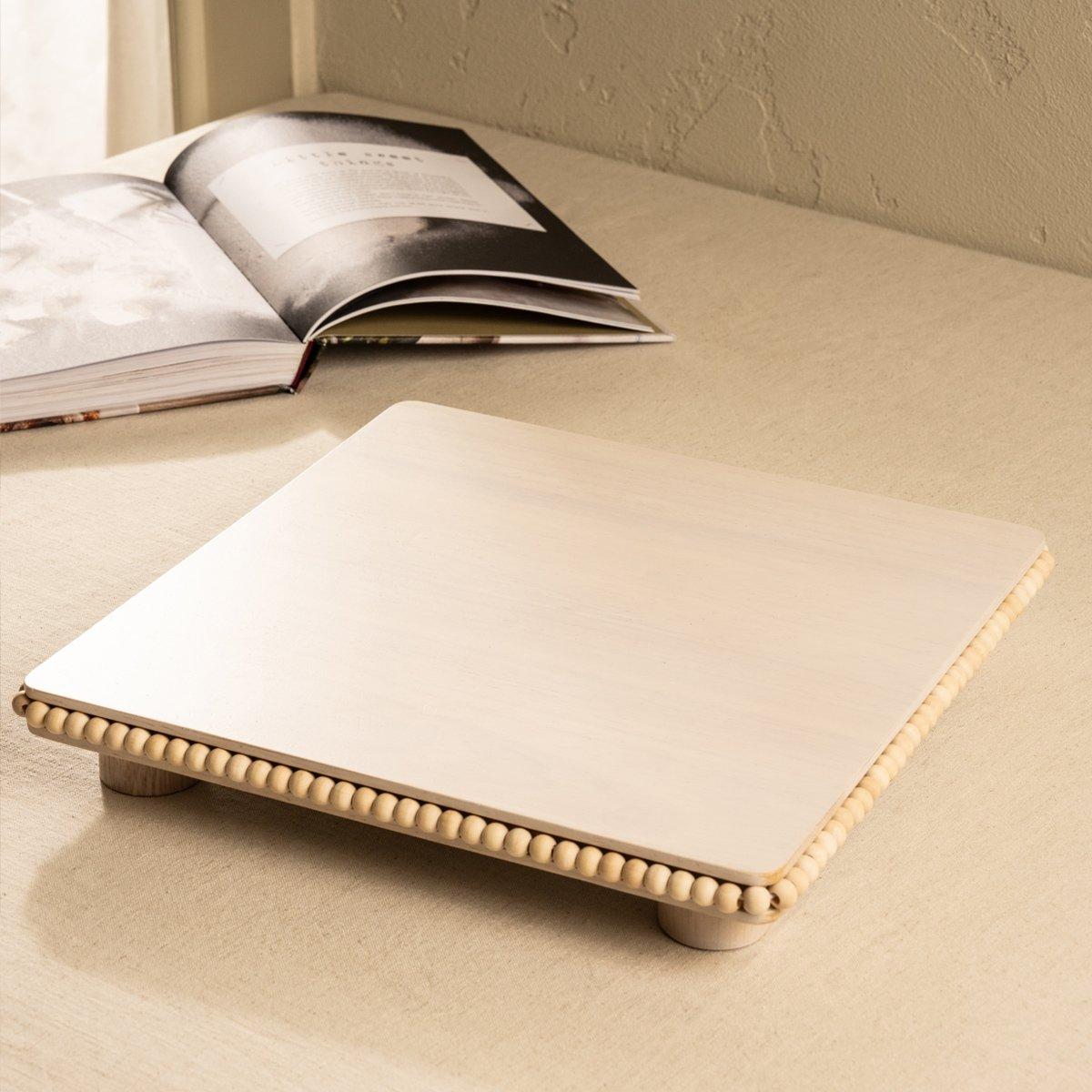 

Ruby wood footed tray white 31x31x4. 5 cm