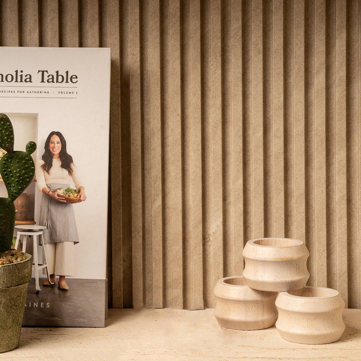 

Ruby wood napkin rings set of 3 white 6x4 cm