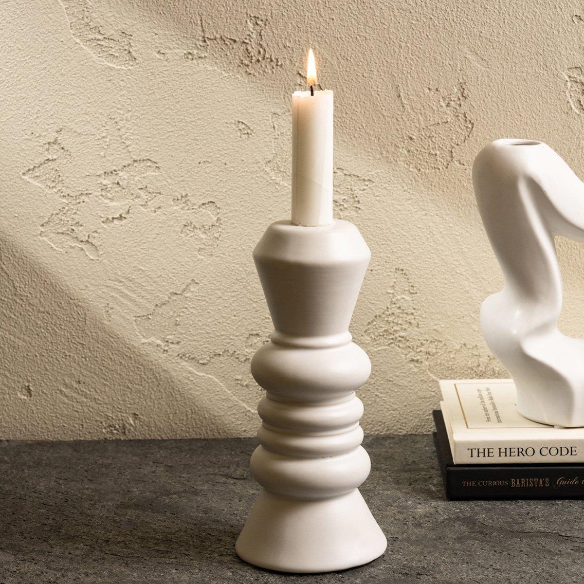 

Elle ceramic candle holder matte white 8. 7x19. 3 cm
