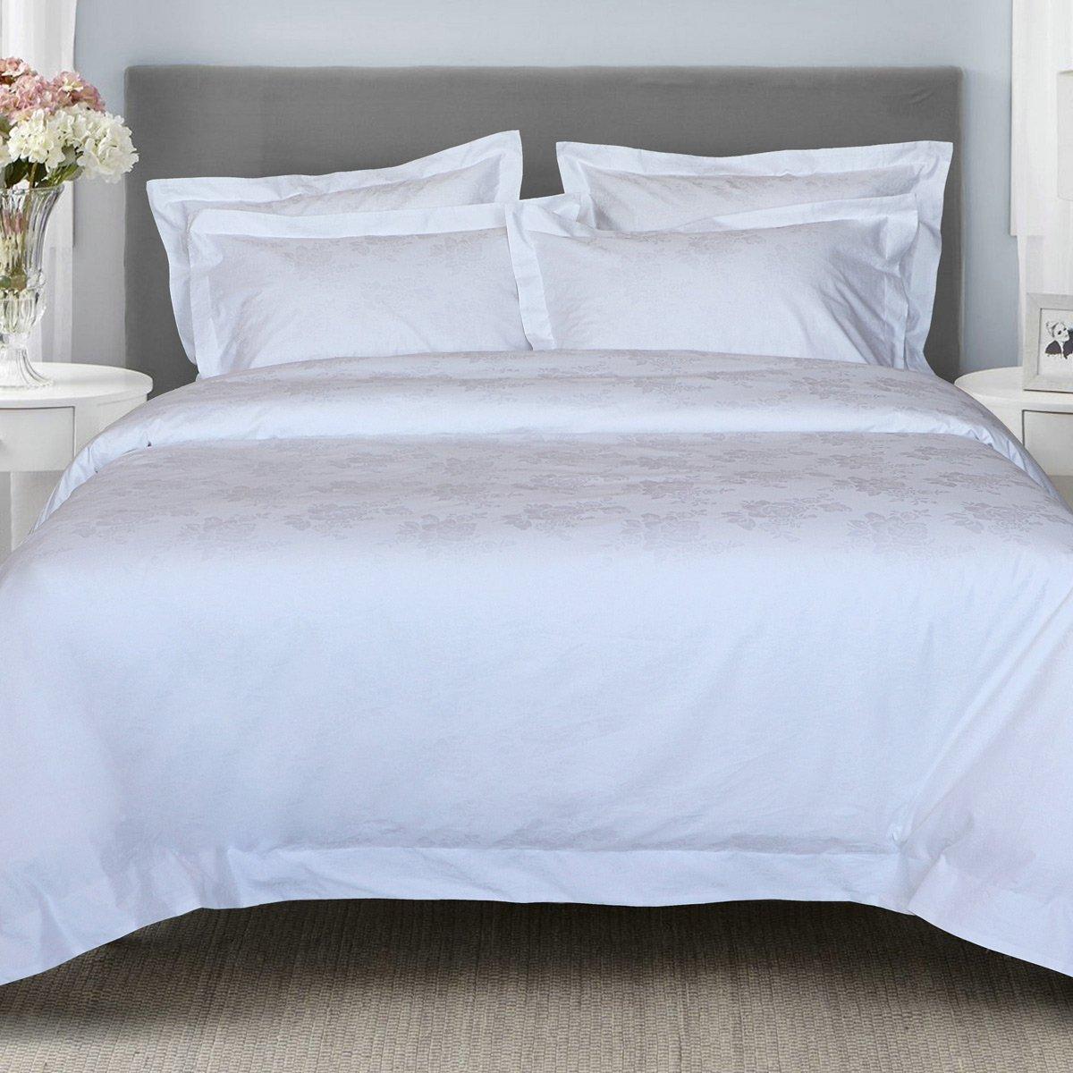 

Rose 5 pcs satin jacquard duvet cover set white 240x260 cm