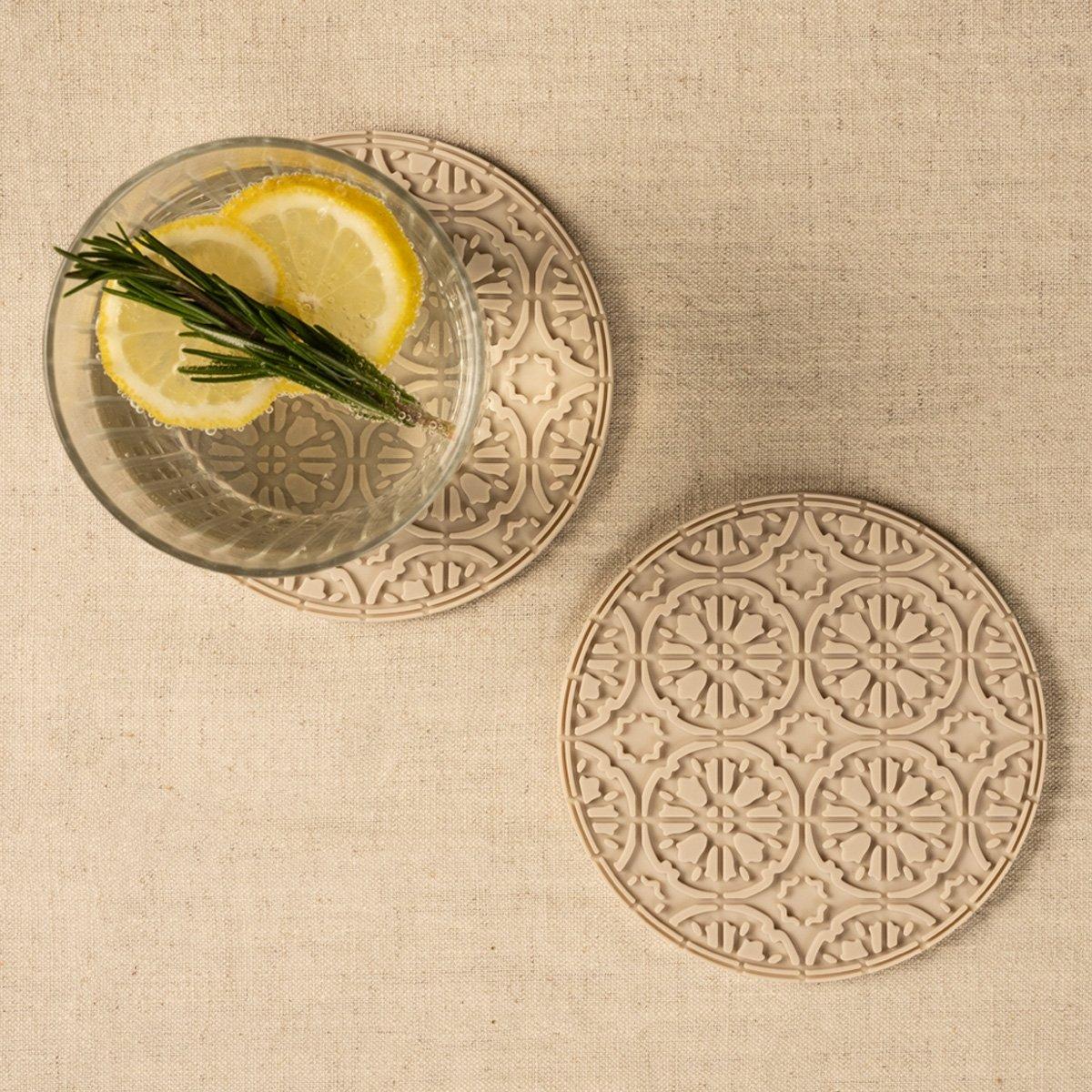 

Italian garden silicon coaster beige 11 cm