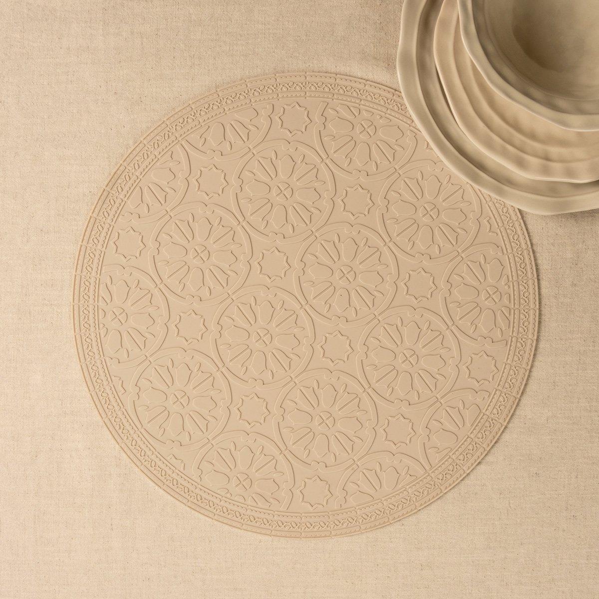 

Italian garden silicon placemat beige 38 cm