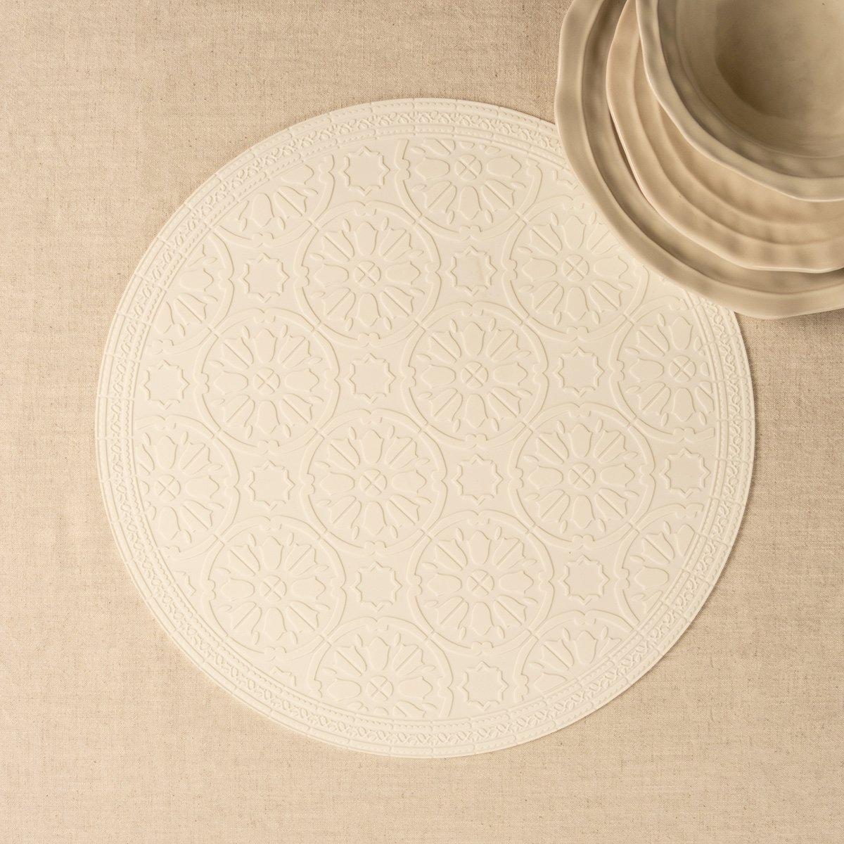 

Italian garden silicon placemat white 38 cm