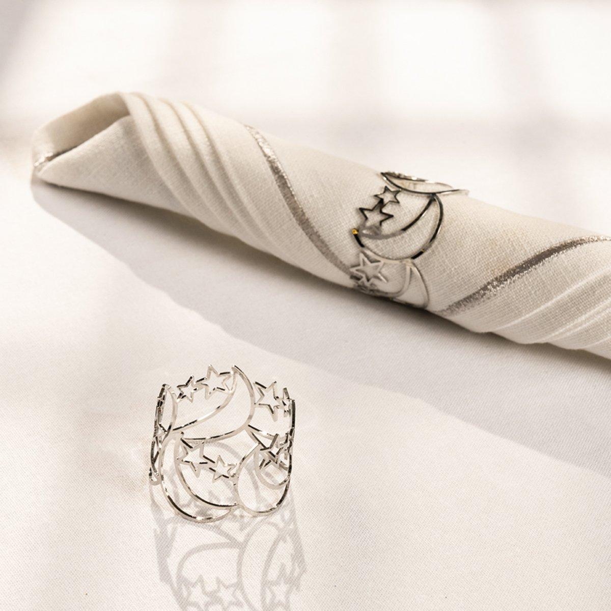 

Moon napkin ring silver set of 6pcs 5x3x0. 2 cm