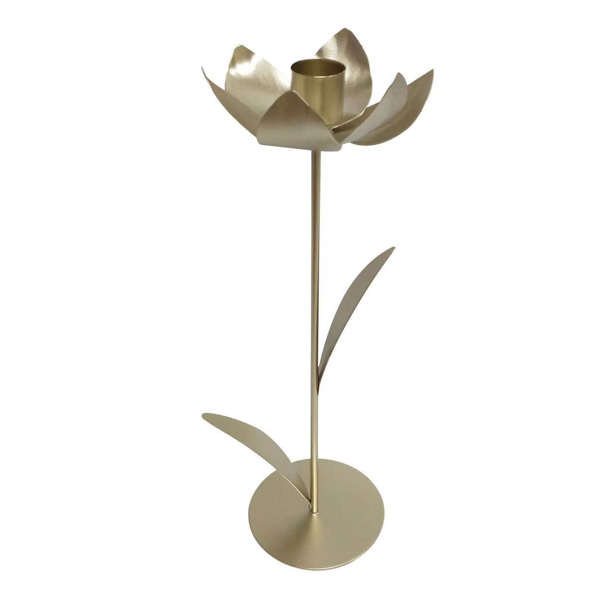 

Flower metal candle holder gold 10. 5x8x28 cm