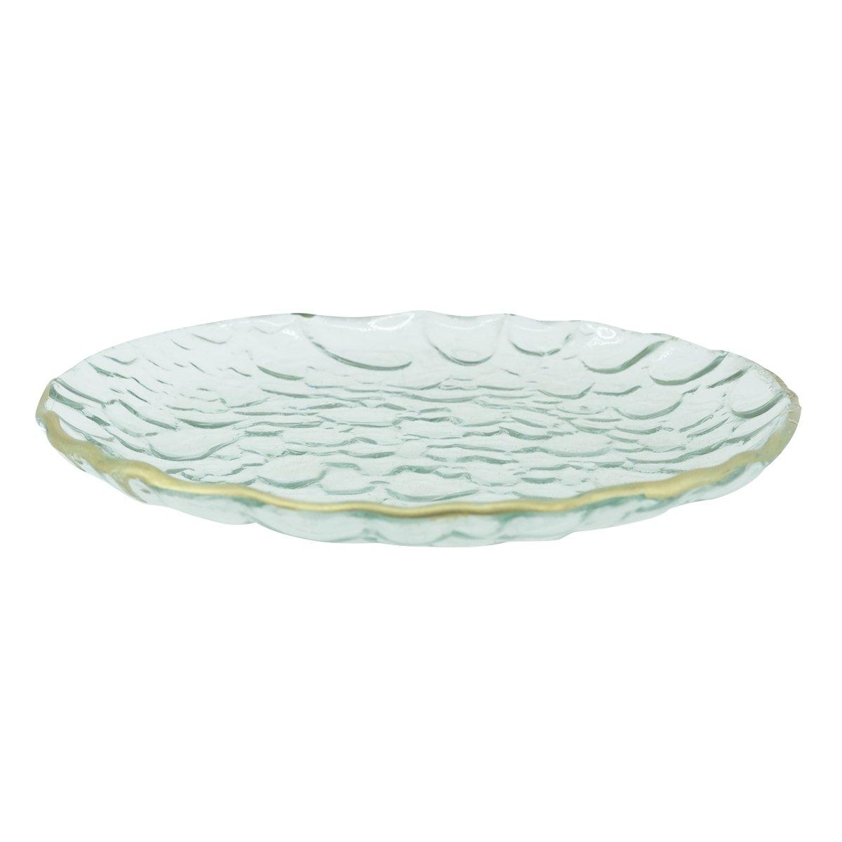 

Crackle glass deco plate gold 19x2. 2 cm