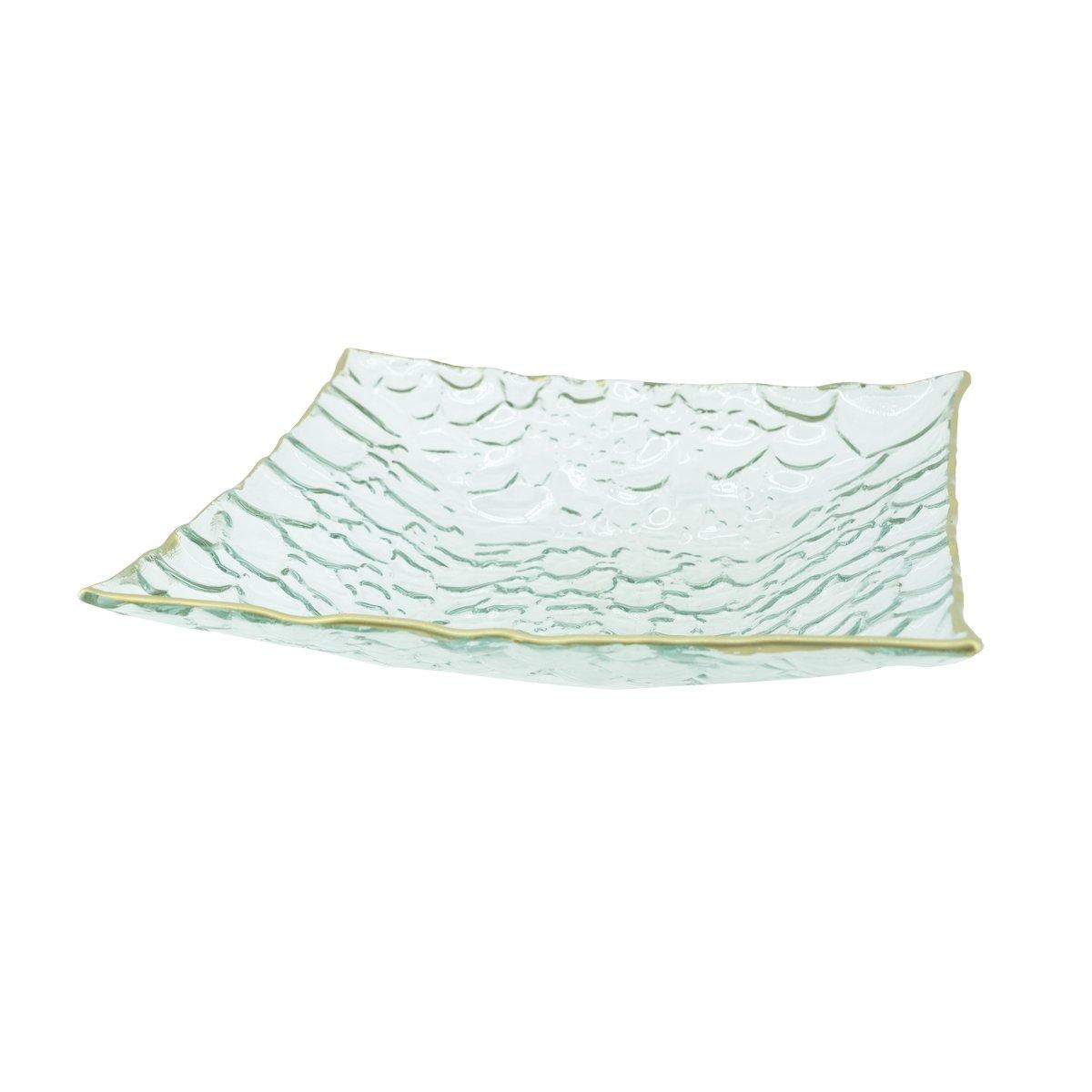 

Crackle glass deco plate gold 26x26x5. 5 cm