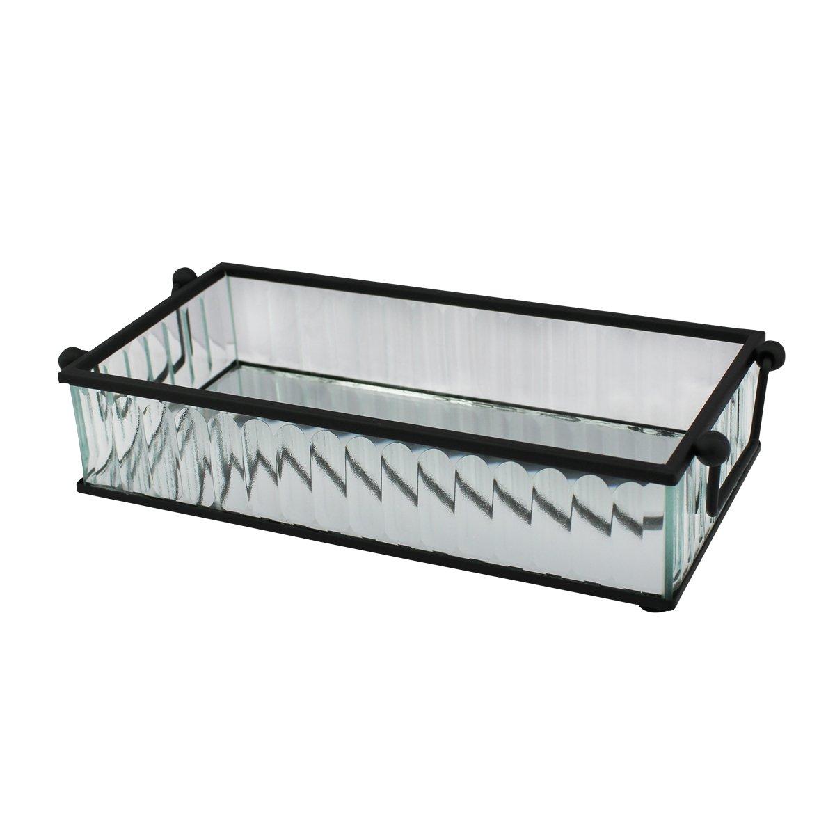 

Ribbed mirror deco tray black 22x10x4. 5 cm