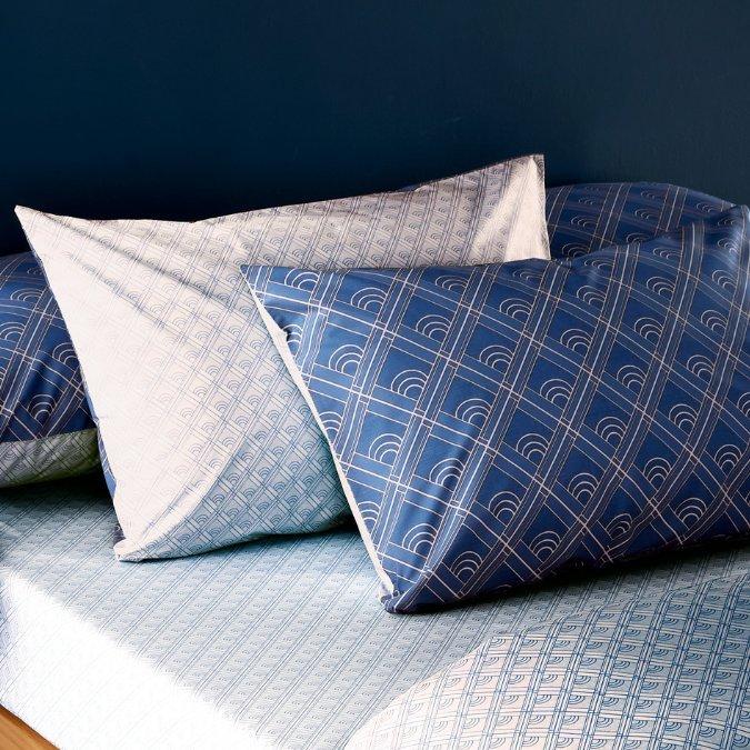 

Rene 2 pcs printed pillowcase set blue 50x75 cm