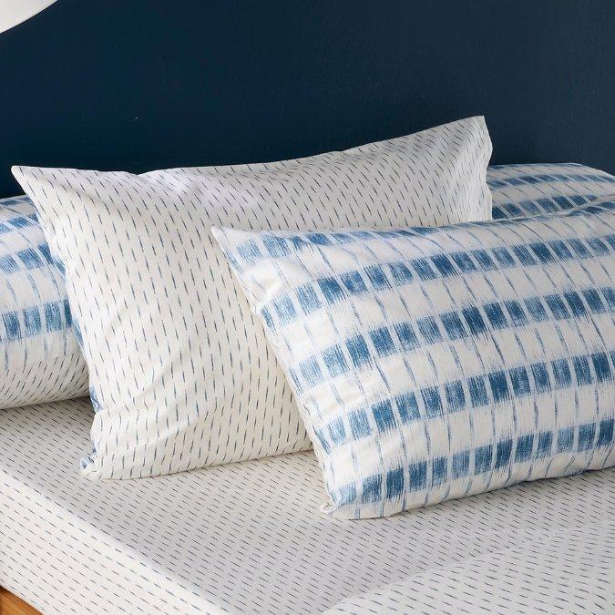 

Kasuri 2 pcs printed pillowcase set blue 50x75 cm