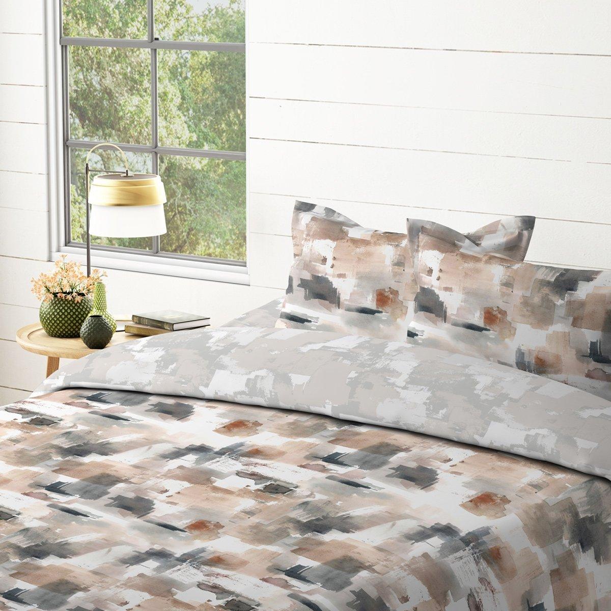 

Inky 5 pcs printed duvet cover set brown 240x260 cm