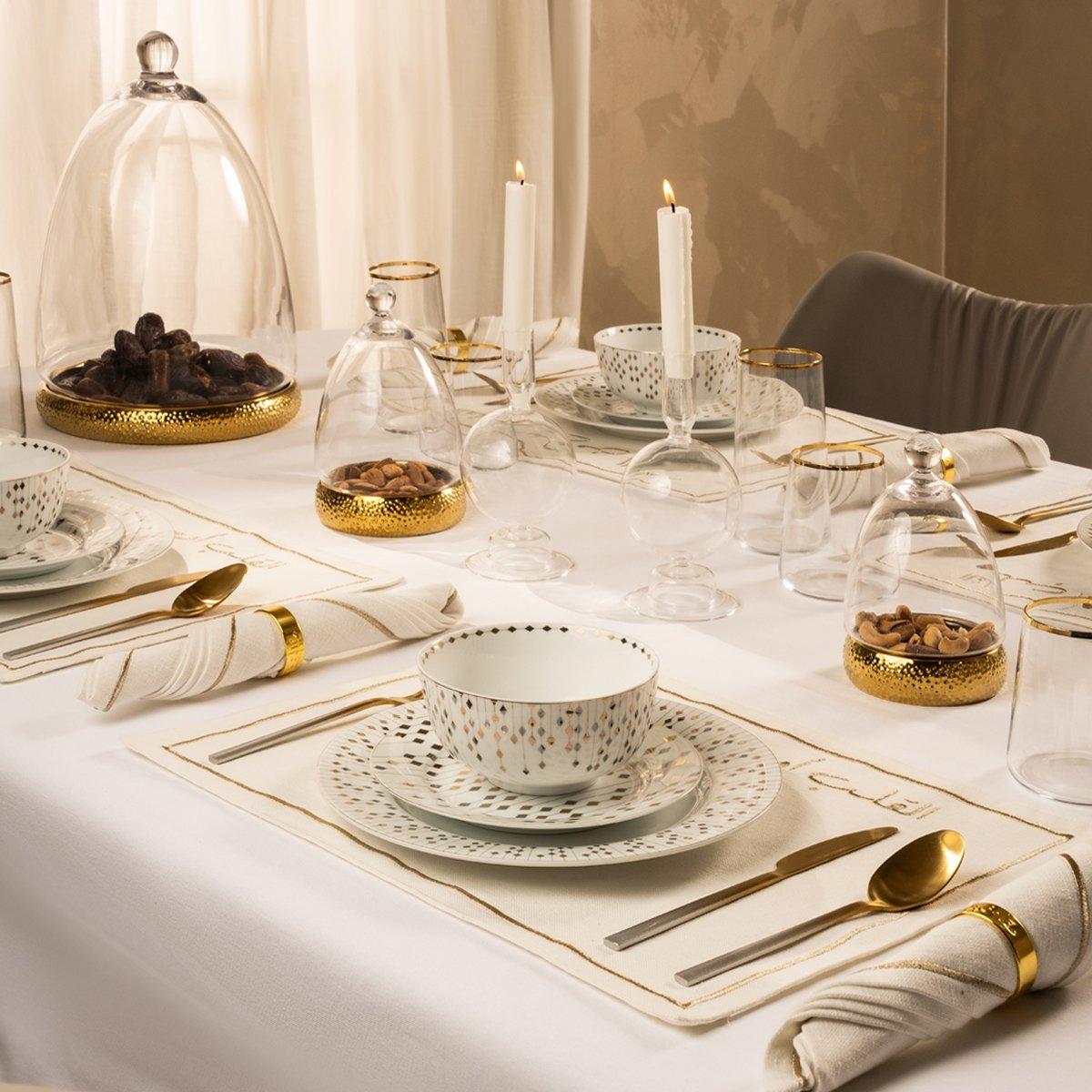 

Diamond dinner set 18pcs gold/silver