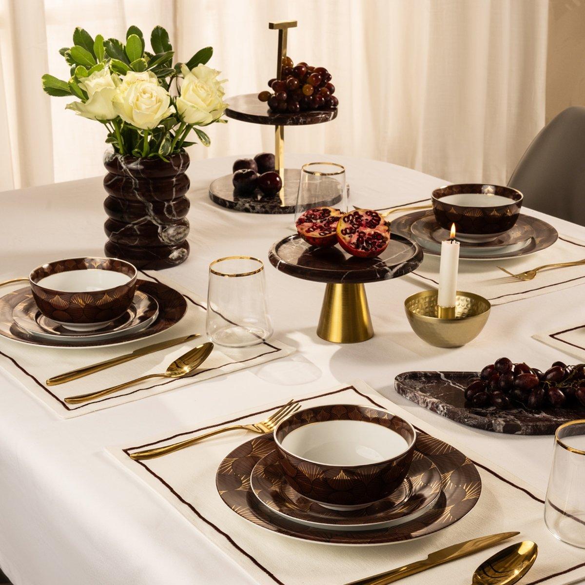 

Wave dinner set 18pcs brown/gold