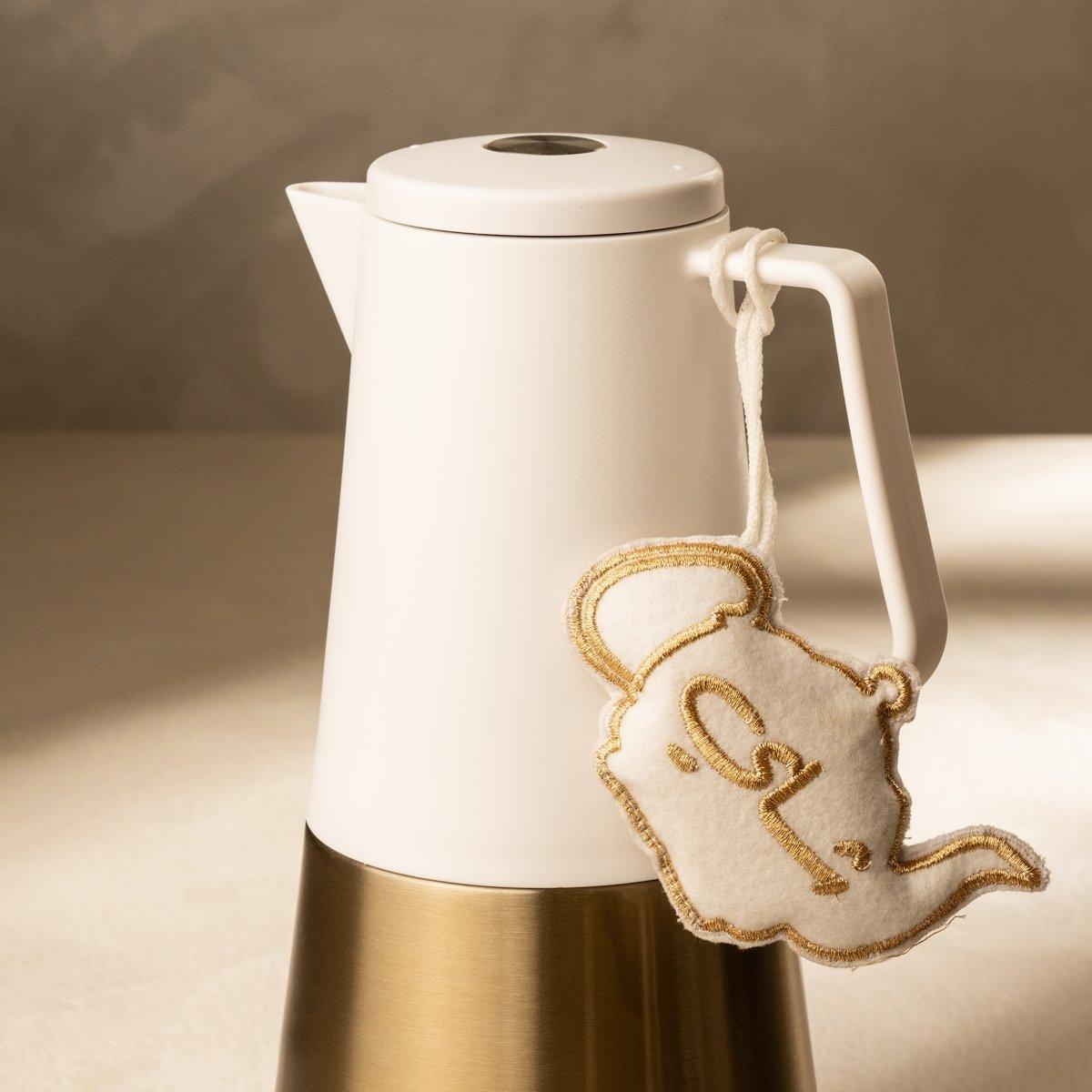 

Teapot drink tag gold 11x7 cm