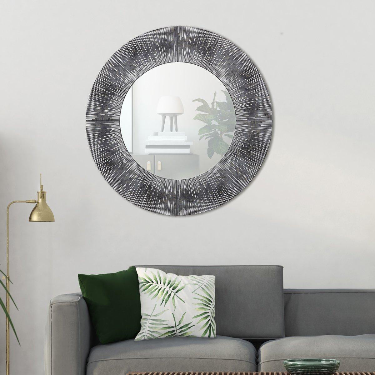 

Iris round mirror silver 80x80x1. 3 cm