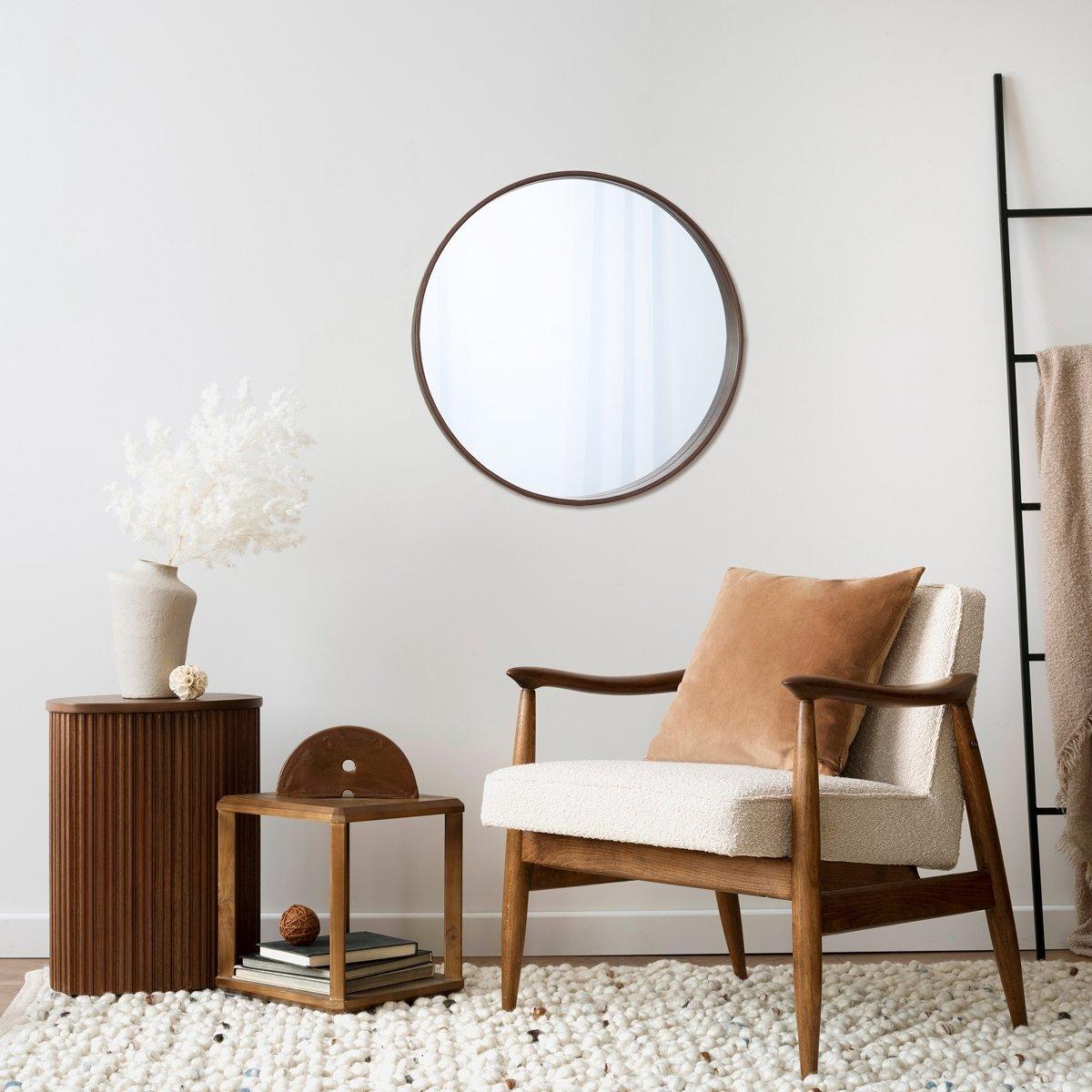 

Log round mirror brown 60x60x10. 2 cm