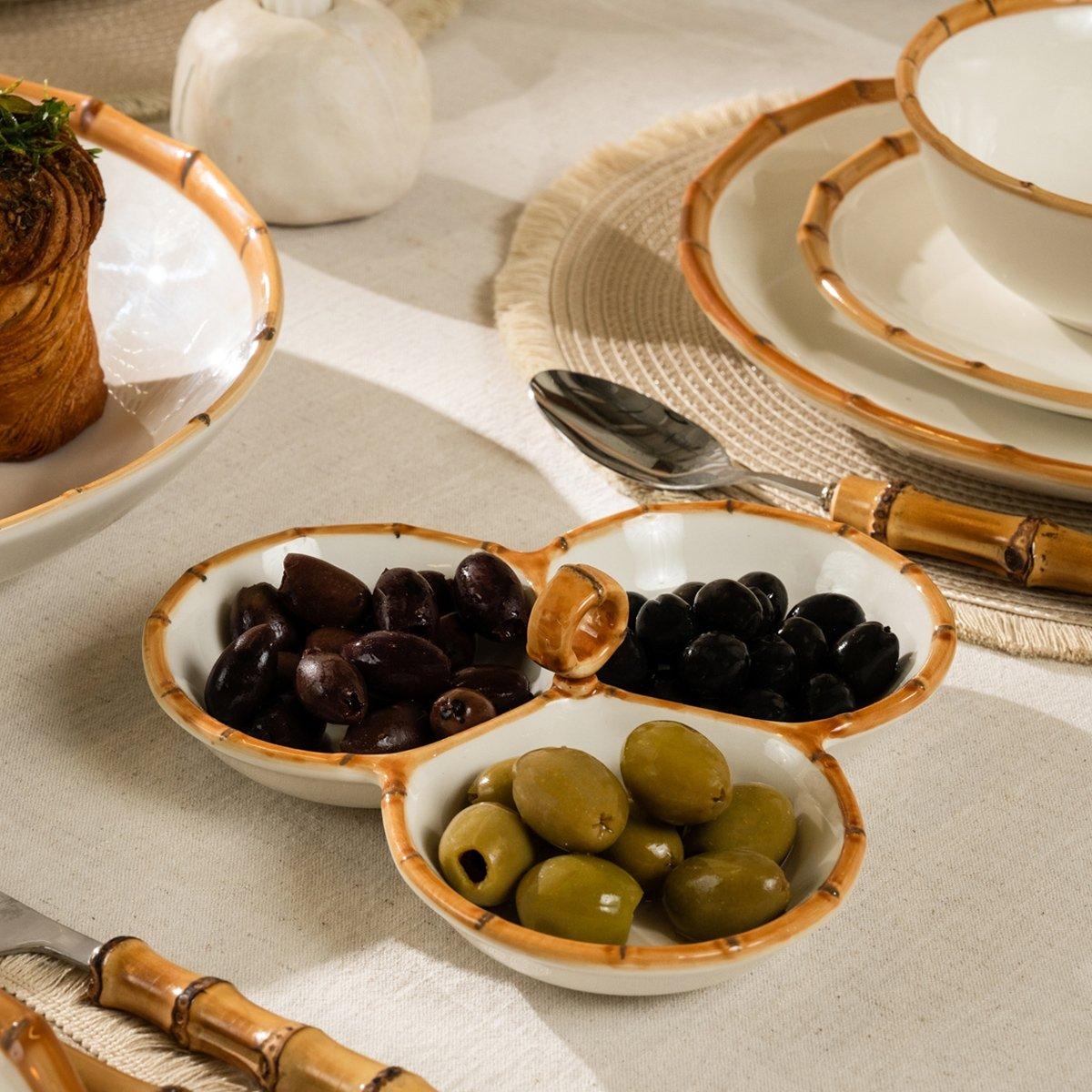 

Bamboo nuts bowl beige 21x6. 5 cm