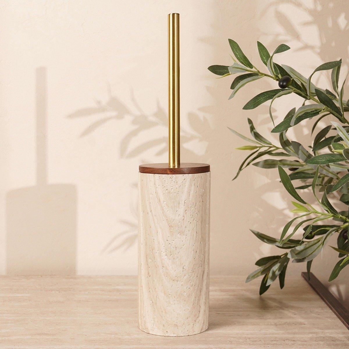 

Stone toilet brush holder cream