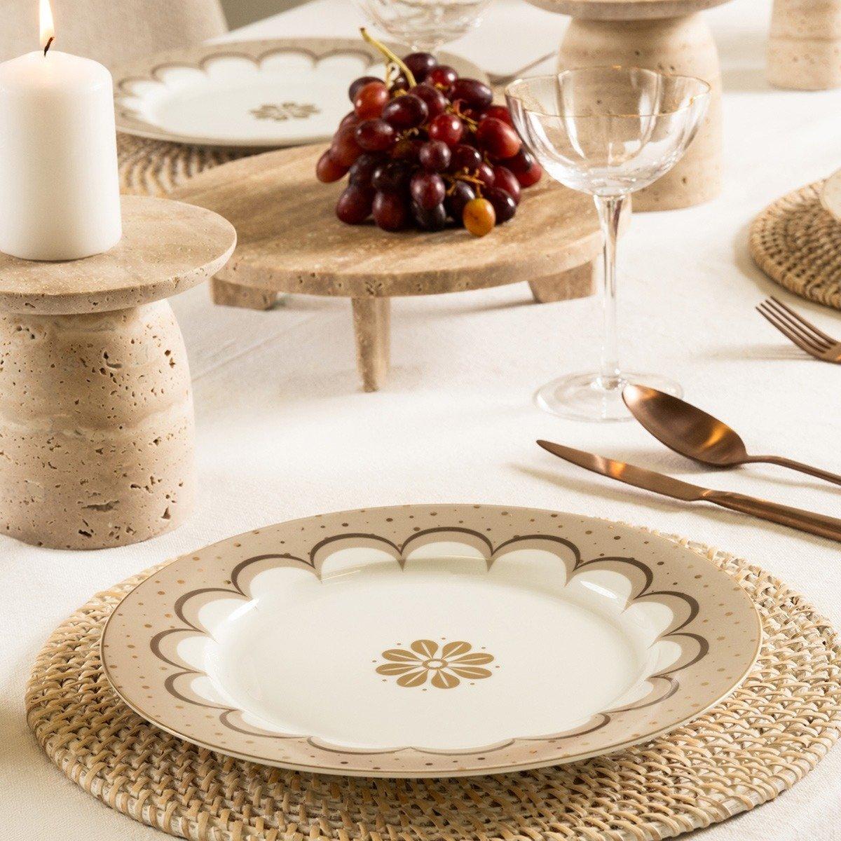 

Plumeria dinner set 18pcs taupe