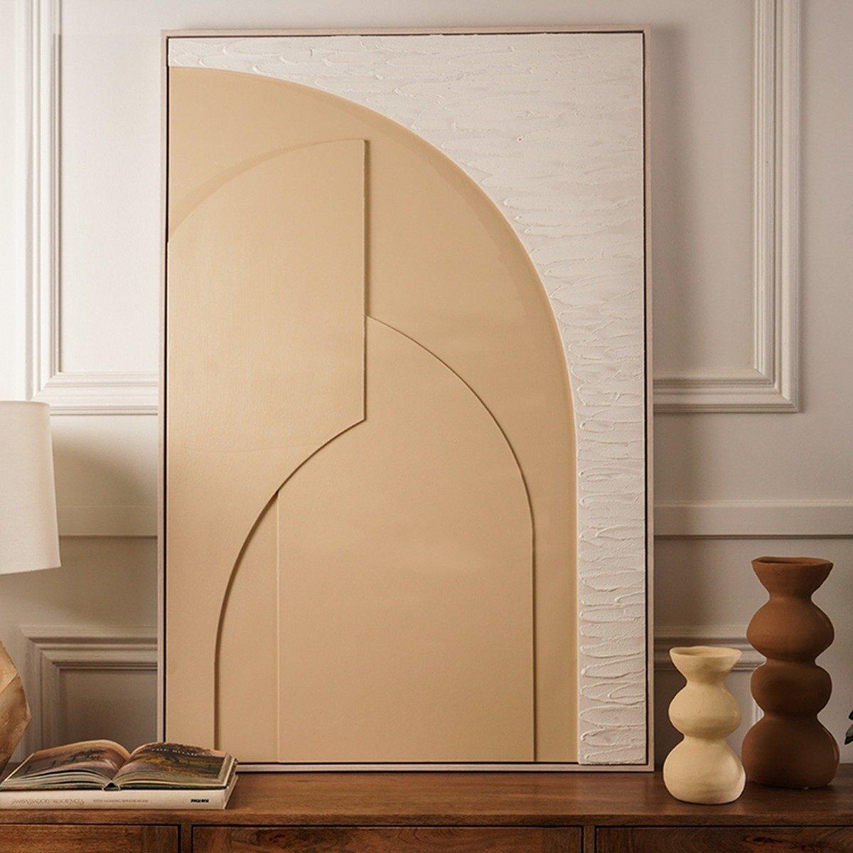 

Haze 3d framed art beige white 80x120 cm