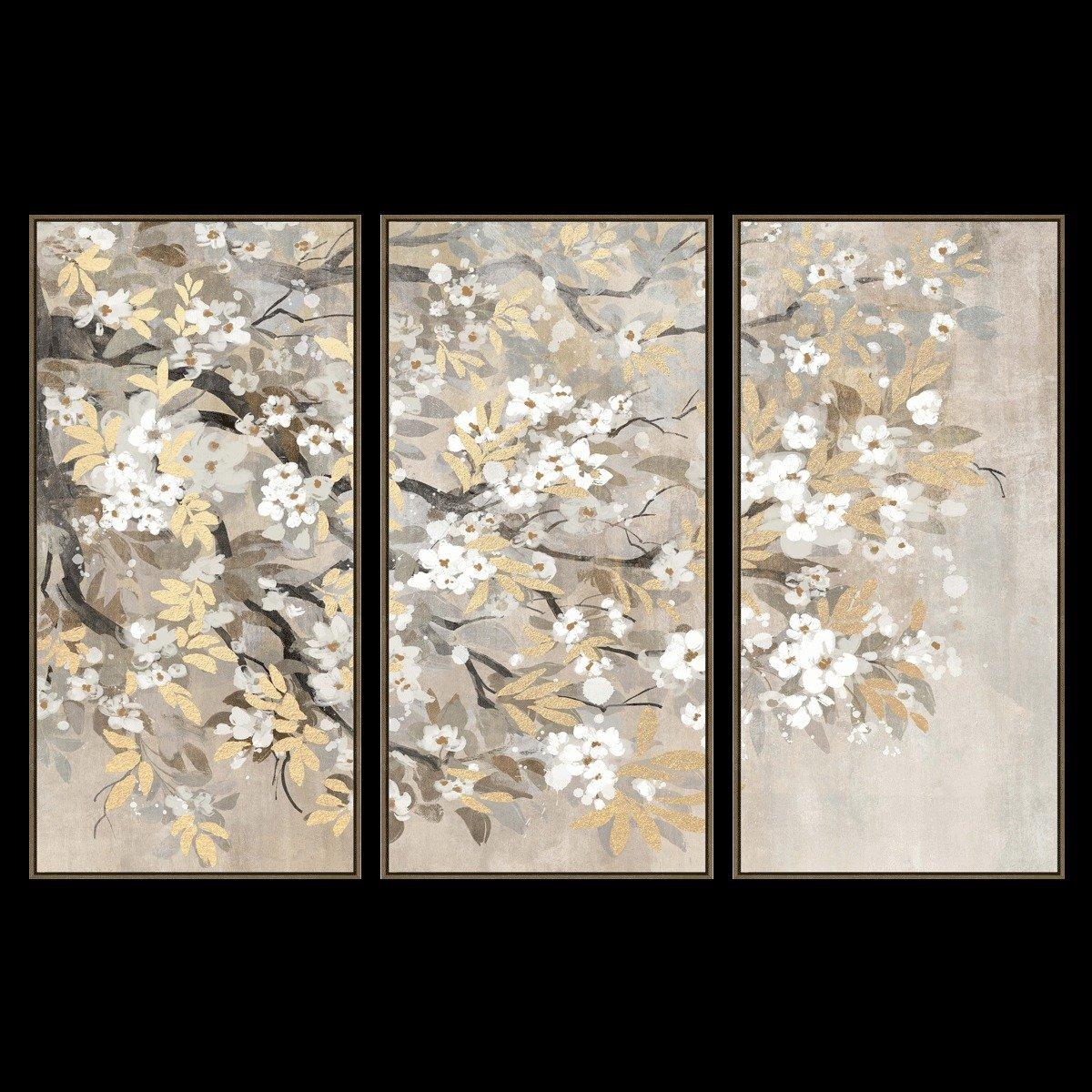 

Amary set of 3 framed art with foil finish beige/gold 60x120 cm