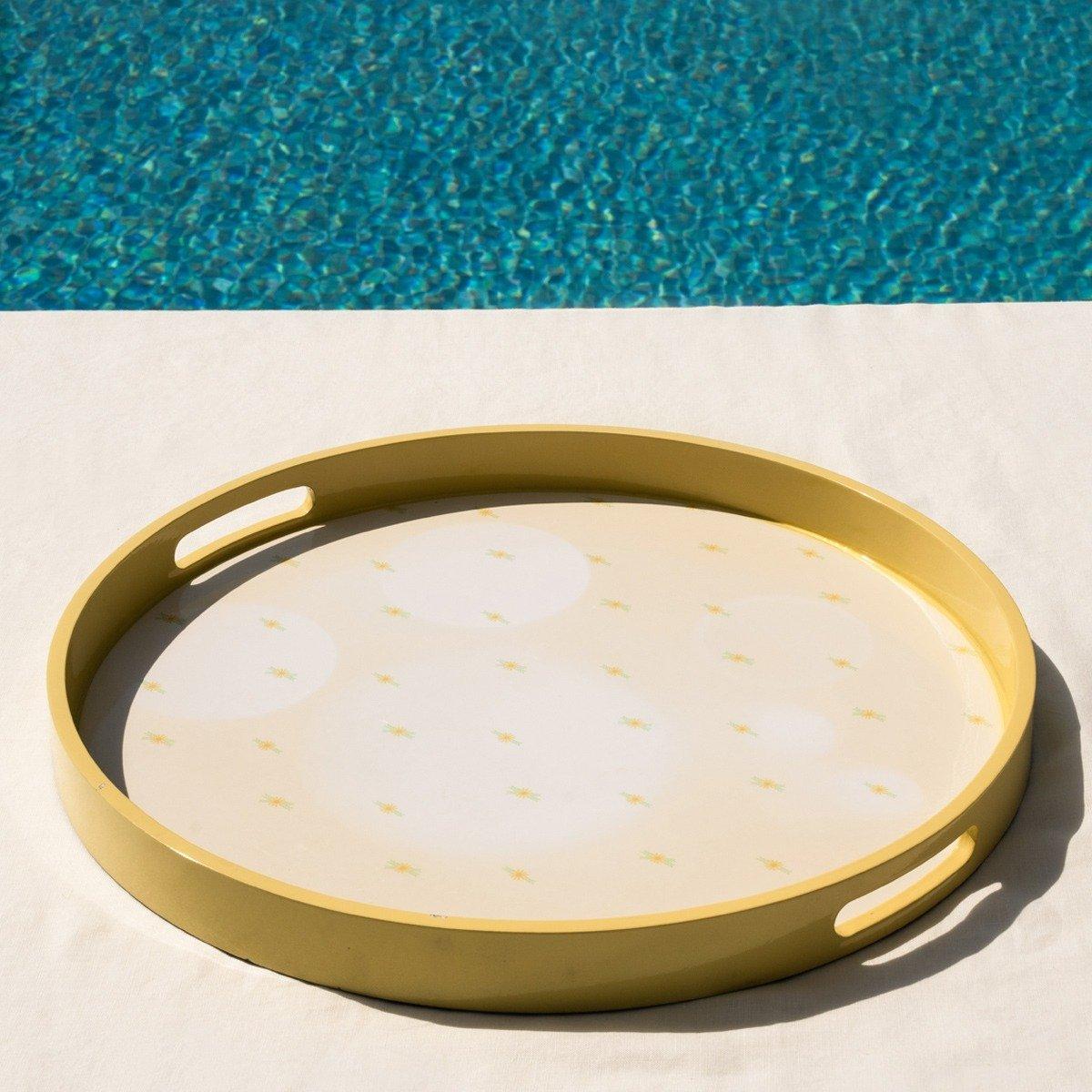 

Nuwair wooden round tray yellow d45 cm